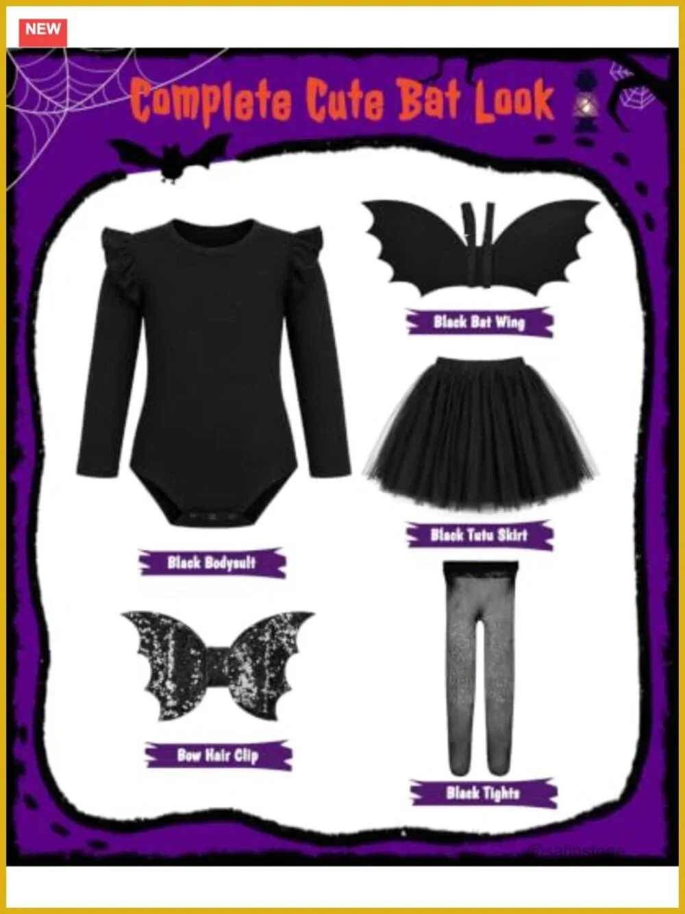 Kids Bat Girl Costume Halloween Tutu Set Toddler